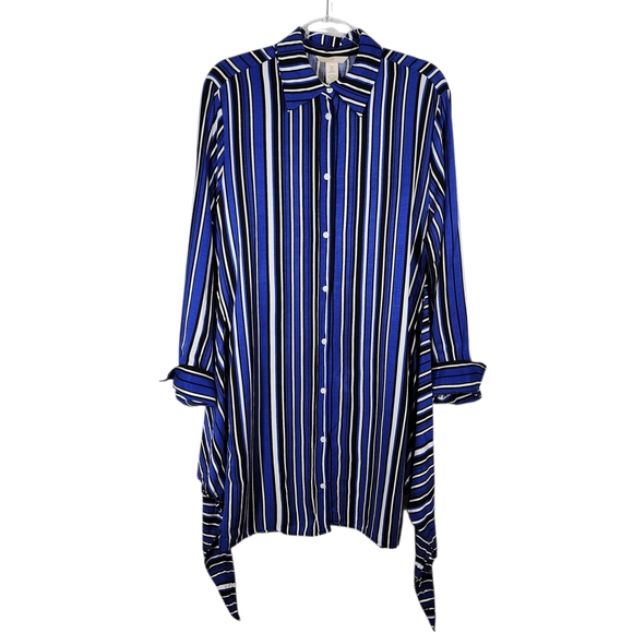 H&M STRIPED FRONT TIE DETAIL DRESS - Picture 2 of 11